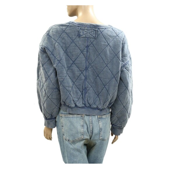 Free People We The Free Mirage Pullover Sweatshirt Top Diamond Quilted XL 284534 - Picture 8 of 11